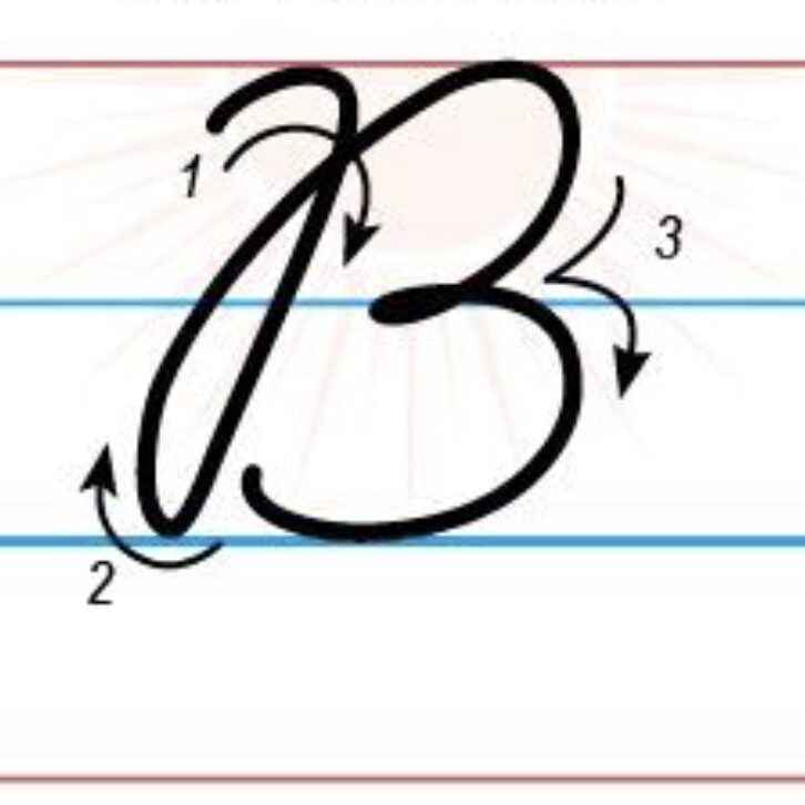 A picture of the letter b written in cursive.